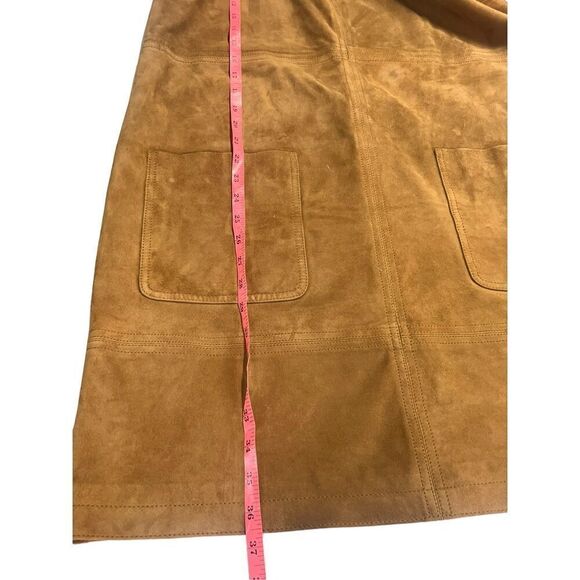 Boden 100% leather camel brown shift mod 60’s 70’s sleeveless dress US12 - Picture 5 of 13